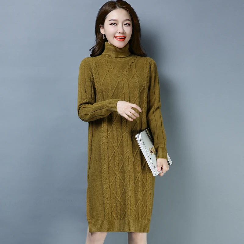 ^*Best Offers 5 Colors Brand Women Sweater Winter Long Sweater New Solid Color Thicken Knit Double-layer Turtleneck Sweater Pullover Ladies