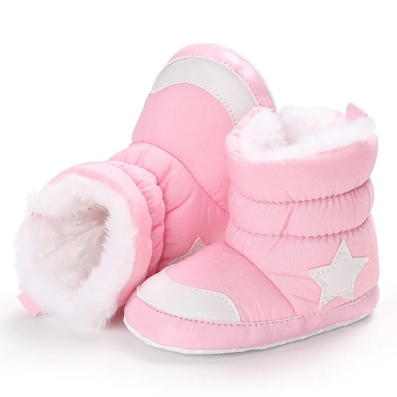 Пинетки для новорожденных унисекс детская зимняя обувь детская кроватка Bebe младенческой малыша пять звезд шаблон снежные сапоги