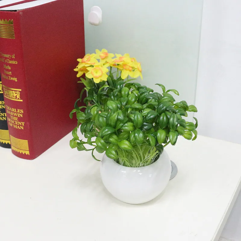 Flone Mini Artificial Plastic Plant Simulation Little Sapling Fake Plant Flower Home Party Office Garden Decor Plant (20)