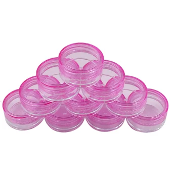 

10Pc cosmetic sifter jars Pot Box Makeup Nail Art Cosmetic Bead Storage Container Round Bottle Pink Portable Plastic Transparent