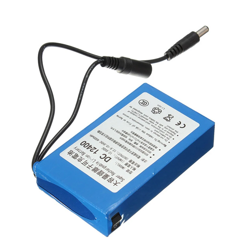 ELEOPTION 10 шт. DC12400 DC 12 В 4000 мАч для сверхпрочный литий-ионный аккумулятор с вилкой