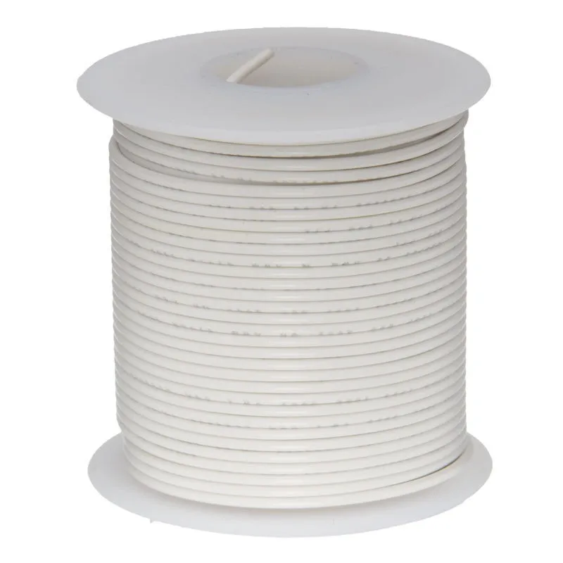 26 AWG Gauge Stranded Hook Up Wire White 100 ft 0.0190 MIL Spec 600 Volts