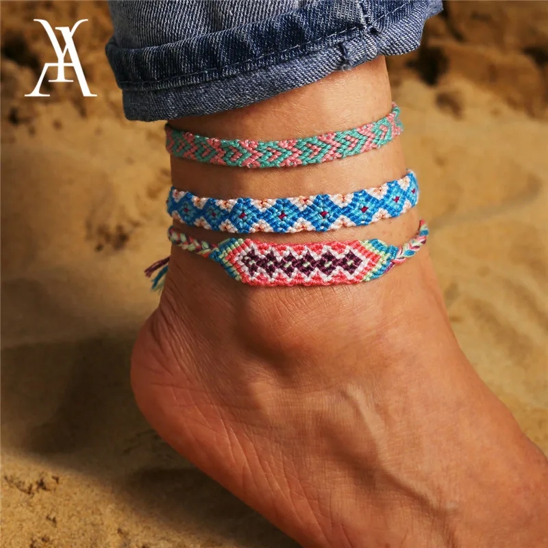 Boho Rainbow Colorful Handmade String Woven Anklets for Women Adjustable Knotted Friendship Ankle Bracelet Boho Rainbow Colorful Handmade String Woven Anklets for Women Adjustable Knotted Friendship Ankle Bracelet