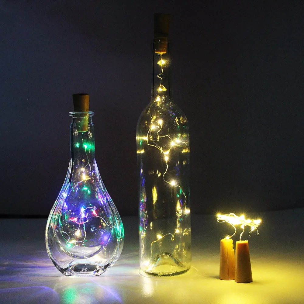 3/6pcs led wine bottle cork string light Christmas lights garland silvery copper wire Starry fairy light wedding party decor