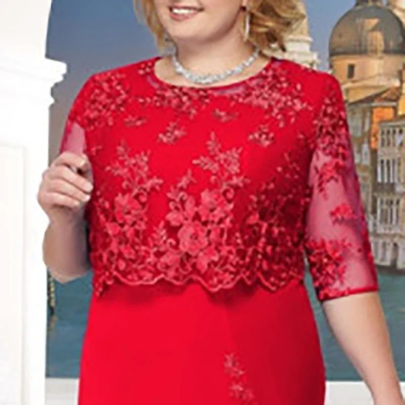 Summer Plus Size Women Dress Large Size Lace Panel ONeck Solid Color Slim Office Dress Sexy Mini Bodycon Party Dresses Vestido