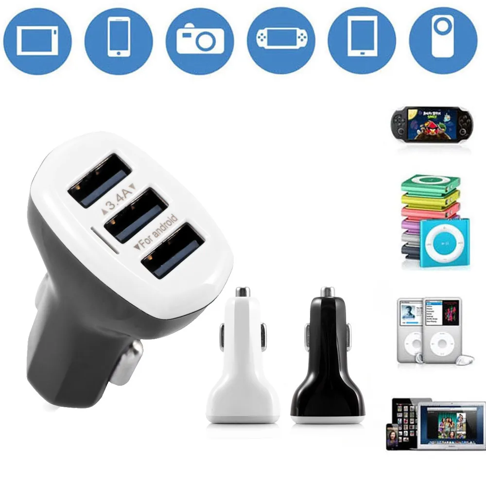 

Binmer Car Charger Quick Charge 3.0 High Quality 3 Port USB Charger For Mobile Phone Fast Charging 19MAY29