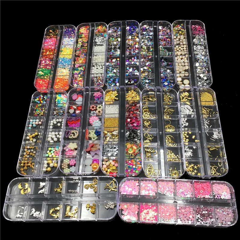 12 diseƱos de decoración de uƱas remaches de Metal coloridos cuentas de diamantes de imitación perlas DIY manicura adornos de uƱas joyerĆa Arte del cuerpo 12 diseƱos de decoración de uƱas remaches de Metal coloridos cuentas de diamantes de imitación perlas DIY manicura adornos de uƱas joyerĆa Arte del cuerpo