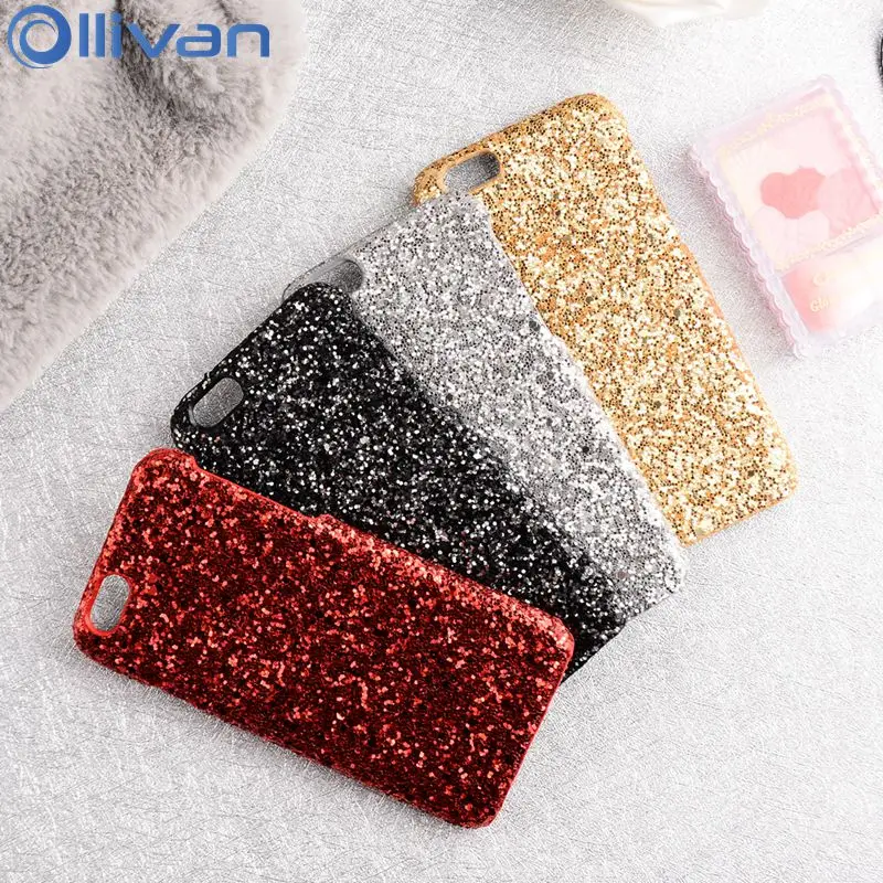 

Ollivan Luxury Bling Glitter Phone Case For iphone 7 8 Plus Case Shining Sequins Hard PC Back Cover For iphone X 8 7 6 XS MAX XR