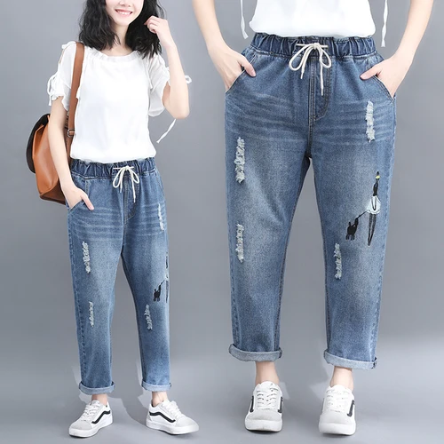 Aliexpress.com : Buy Spring High Waist Jeans Woman Loose Ripped Jeans For Women Artistic Jeans 