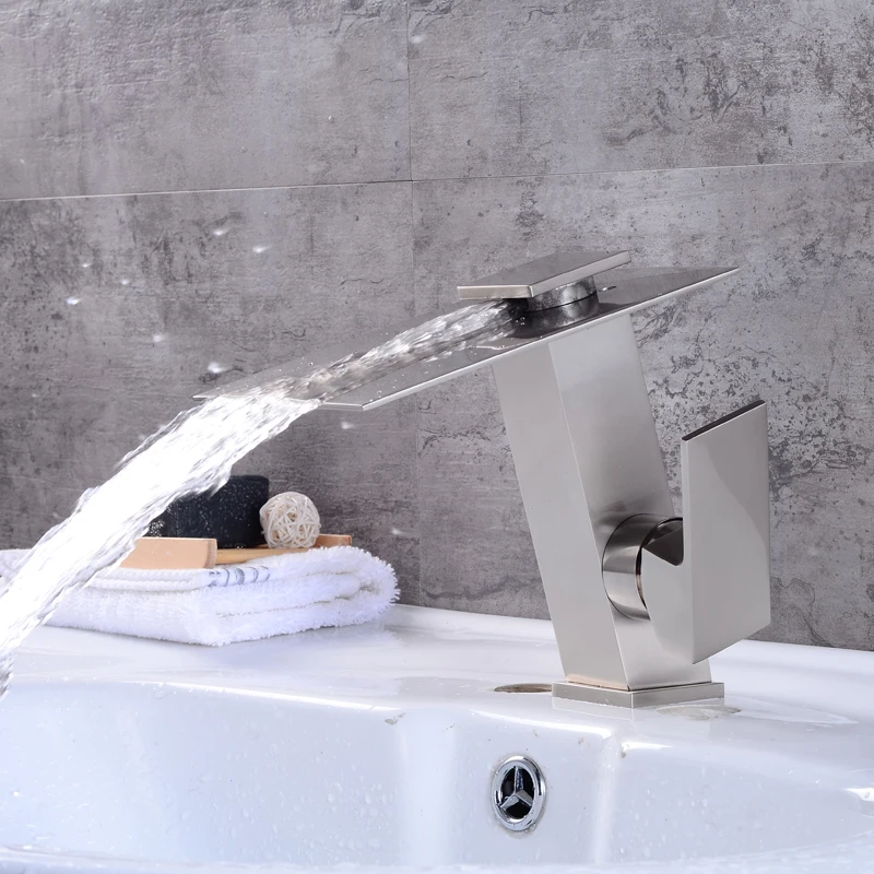Светодиодный кран, светодиодный кран для ванной комнаты, латунный хромированный светодиодный кран для раковины с водопадом, светодиодный кран для раковины, смеситель Torneira LT-5656