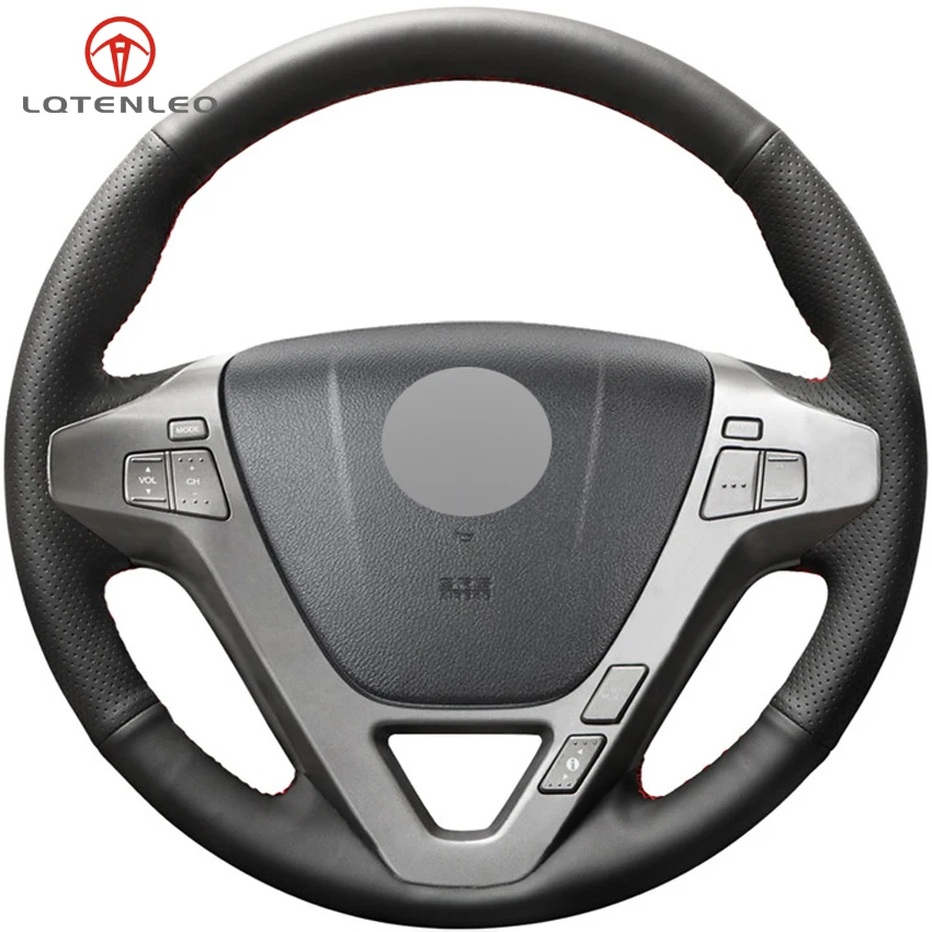 

LQTENLEO Black Genuine Leather DIY Hand-stitched Car Steering Wheel Cover For Acura MDX 2007 2008 2009 2010 2011 2012 2013