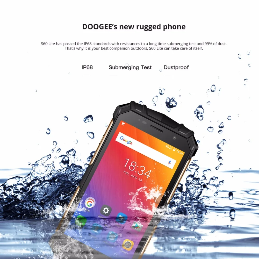 DOOGEE S60 Lite, 4G, мобильные телефоны, Android 7,0, 4 Гб+ 32 ГБ, восьмиядерный смартфон, IP68, водонепроницаемый, с беспроводной зарядкой, две sim-карты, сотовый телефон