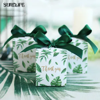 

100pcs Sen Department Green Creative Square candy box wedding favor chocolate box party supplies box christmas gift box baby