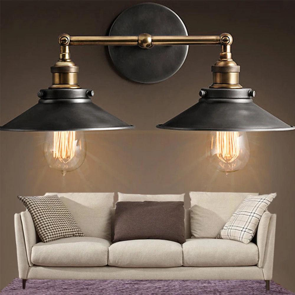 American style bedside antique wall lamp double-head E27 wandlamp badroom room vanity wall lights vintage fashion bar lamps American style bedside antique wall lamp double-head E27 wandlamp badroom room vanity wall lights vintage fashion bar lamps