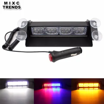 

12LED Red/Blue Yellow Blue Car Strobe Flash Police Light 12W Dash windshield Emergency Warning 3 Flashing Fog Lights with Sucker