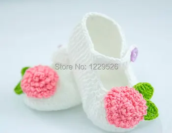 

Crochet Shoes, white Girls Shoes, Shoes with flower, baby booties