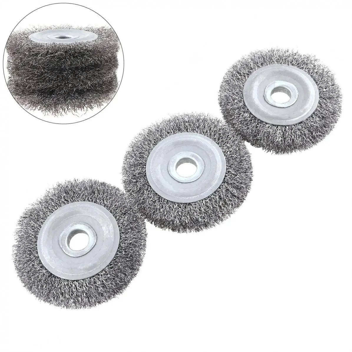 

TORO 3pcs 100mm Diameter Stainless Steel Wire Polishing Brush Wheel Set with 16mm Hole and Parallel Shape for Polished Derusting