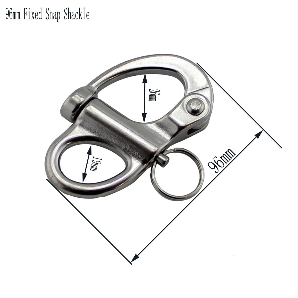 

Big Stainless Fixed Snap Shackle Quick Release Fixed Shackles with Round Ring Marine Boat SUS316 Rigging Hardware 2pcs 96mm