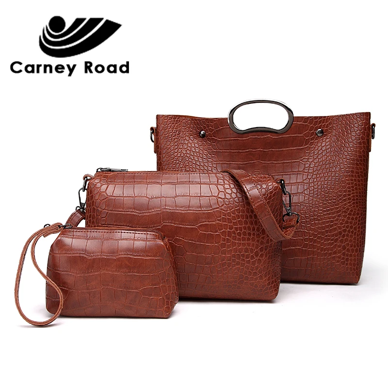 

3 Sets High Quality Pu Leather Handbags Luxury Brands Tote Bag Ladies Large Capacity Shoulder Messenger crossbody bag for Women