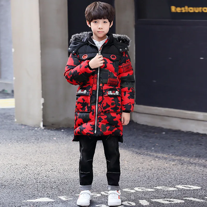 Boy Thickening Camouflage Parka Children's Boys Cotton-Wadded Jackets Winter Coat New Warm Outerwear For 6-11T Boy