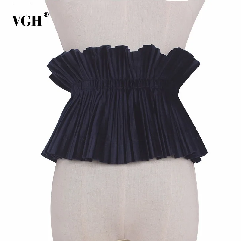 Buy VGH 2018 Summer Black Lace Up Fold Cummerbunds
