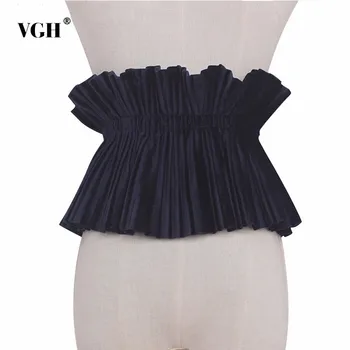 

VGH 2020 Summer Black Lace Up Fold Cummerbunds Female Women Belt Wild Velvet Women's Belts Fashion