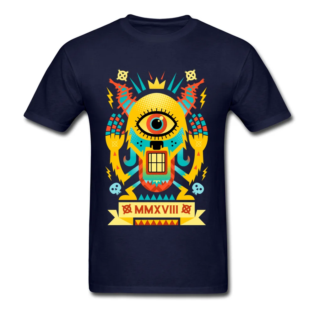 Pop Expressionist Monster 100% Cotton Fabric Tshirts for Men Short Sleeve Tees Family ostern Day Round Collar Tops & Tees Crazy Pop Expressionist Monster navy