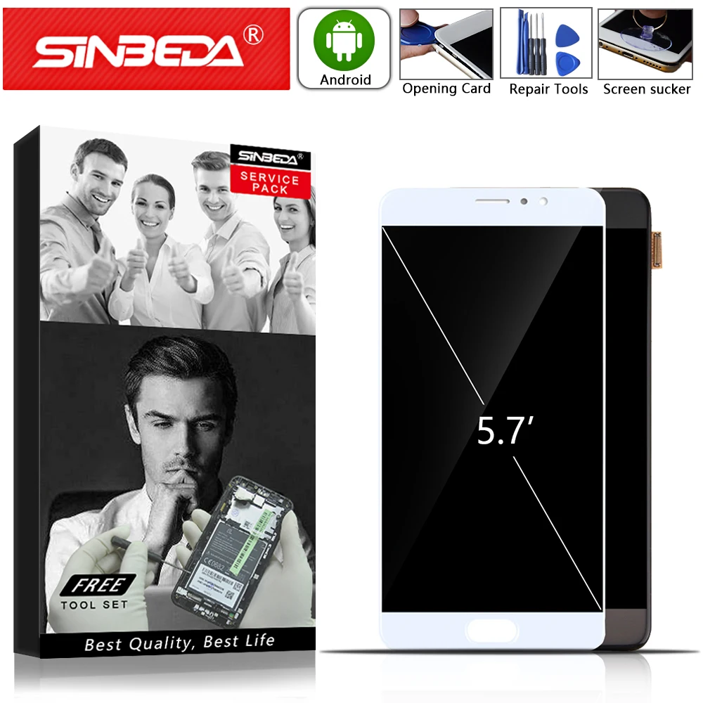 HOT SALE Super AMOLED 5.7" Original LCD Screen For MEIZU Pro 6 Plus LCD Touch Screen with Frame Digitizer LC