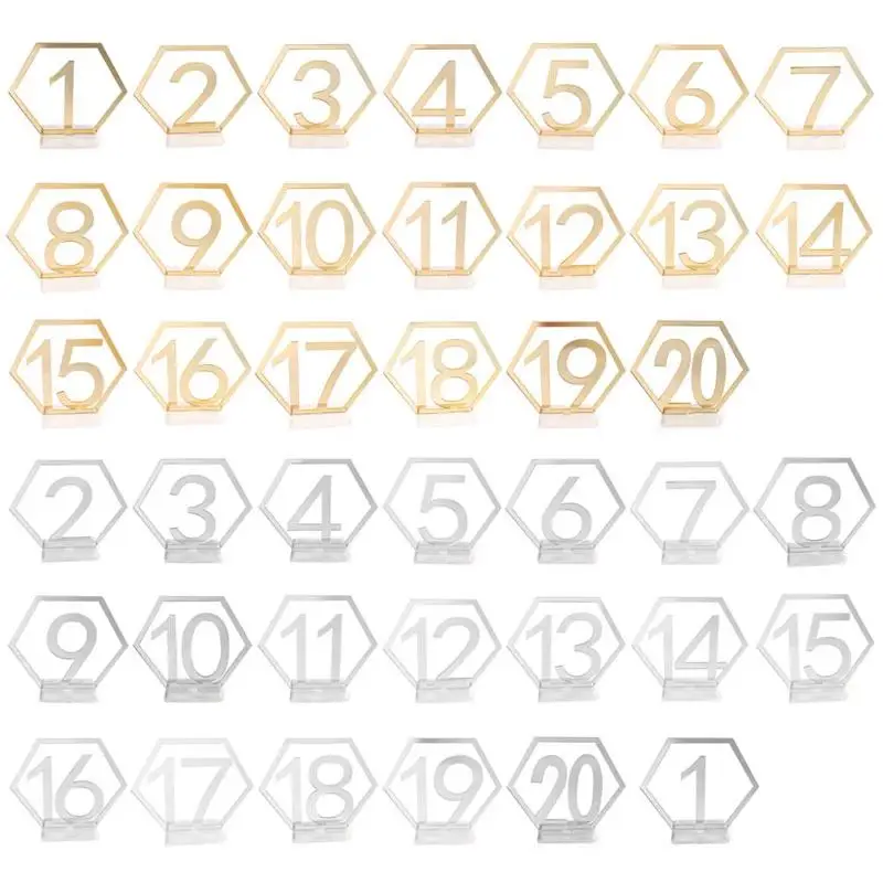 Зеркальные Свадебные сиденья карты шестигранные таблички на стол с цифрами для свадебной вечеринки декор Серебро Золото акриловый номер день рождения геометрический