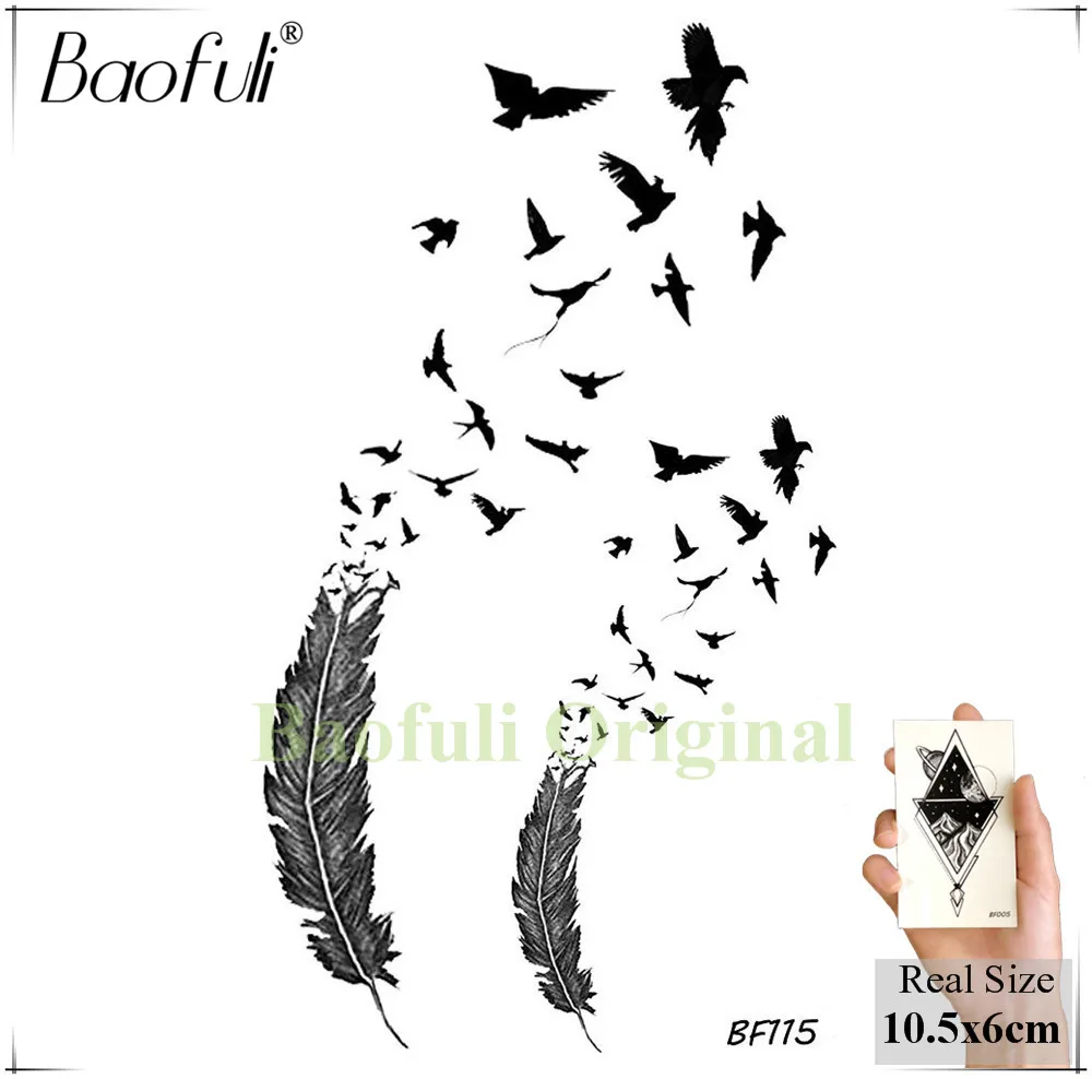 BAOFULI Hummingbird Временные татуировки птицы для женщин акварельные поддельные татуировки стикеры боди-арт рука водостойкие татуировки лист - Цвет: BBF115