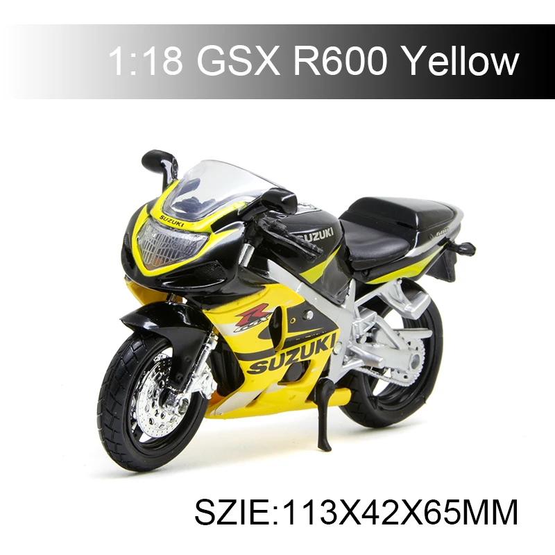 Maisto 1:18 Suzuki GSXR600 GSX R600 ЖЕЛТЫЕ модели мотоциклов литые миниатюрные Гоночные Игрушки