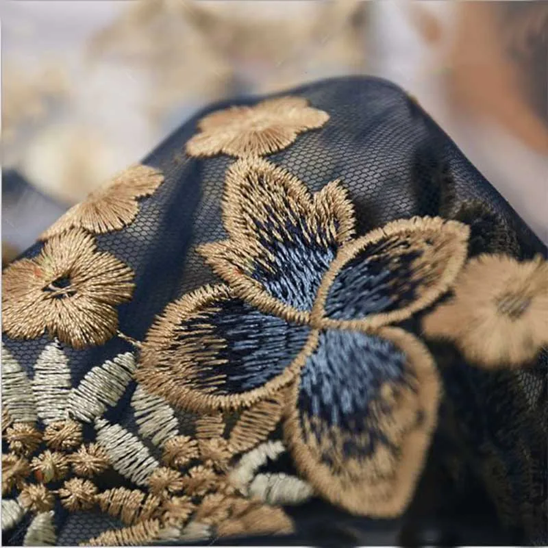 

100cm*128cm wide Chiffon mesh embroidery fabric wedding decoration plant lace flower mesh embroidery dress dress fabric