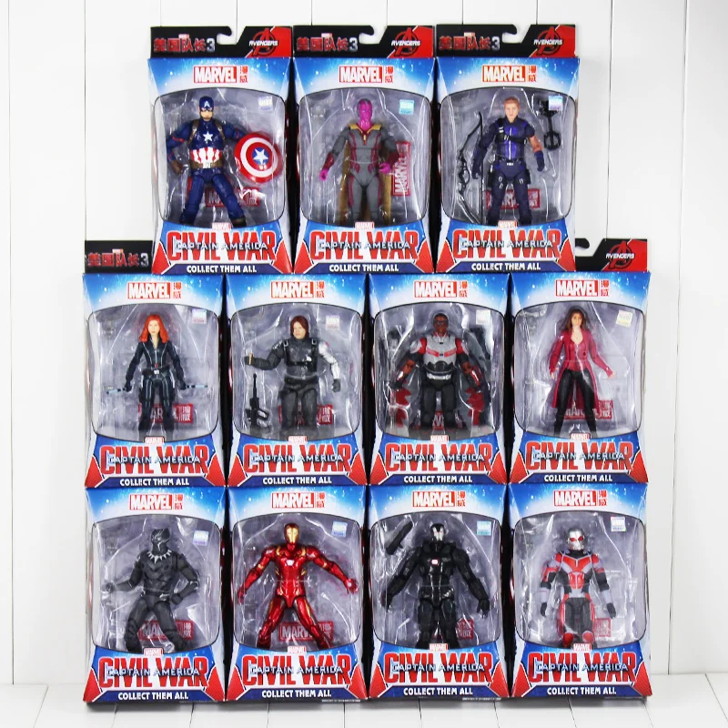 Captain America Black Panther Widows Iron Man Winter Soldier Vision Scarlet Witch Action Figure Toy Model