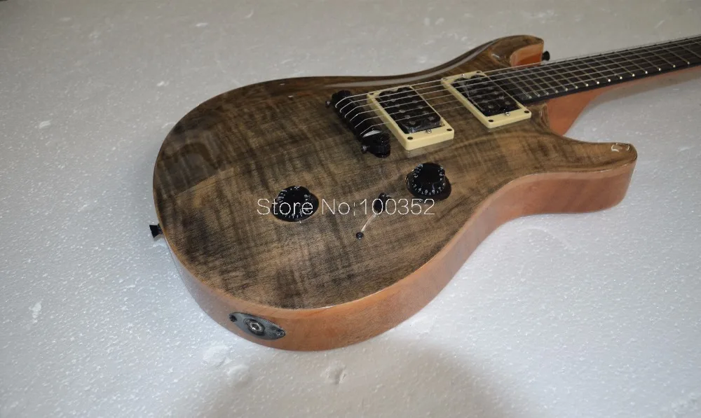 

top quality QShelly custom solid flame maple 2.5cm top body ebony fingerborad 24 frets musical instruments electric guitar shop