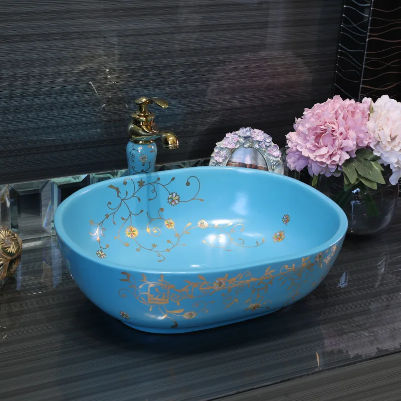 Europe Style Handmade Countertop Ceramic Bathroom Basin Bathroom Sink