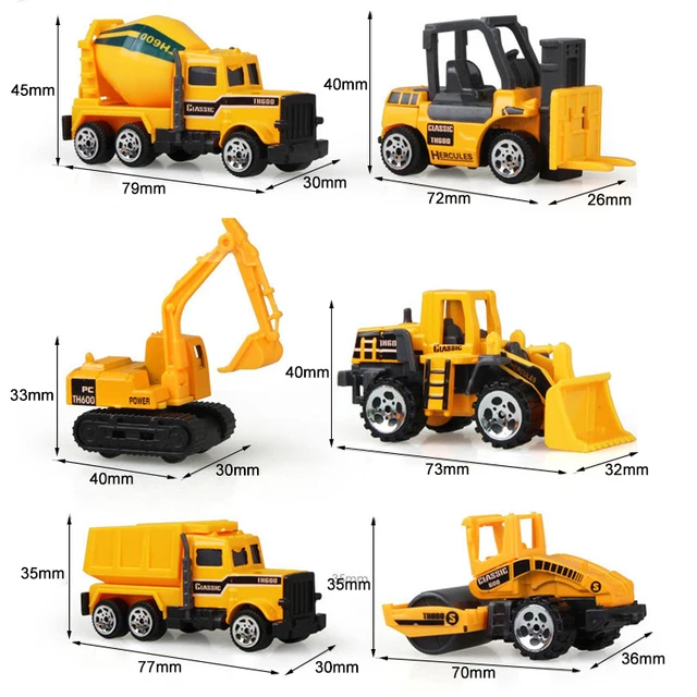 6PCS/Set Baby Engineering Cars Toy Boys Girls Imitation Inertial Engineering Car Children Toy Alloy Excavator Gift 2018 New Toy 3