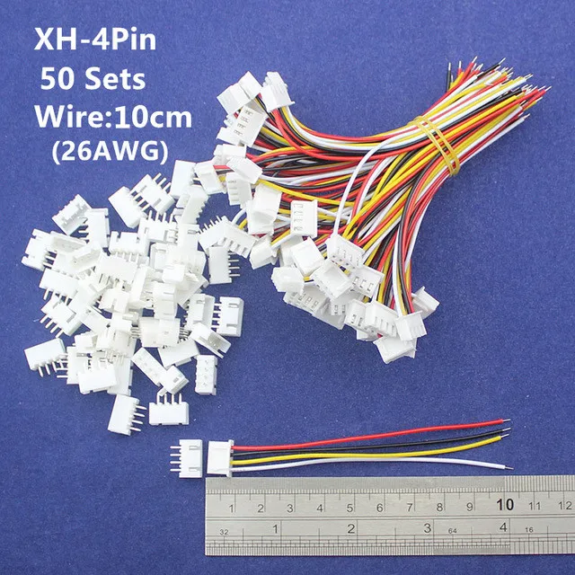 

50 sets 4pin 2.54mm Pitch 10cm wire Pin Header / Housing /Terminal Connector Wire Connectors Adaptor XH-4P Kits