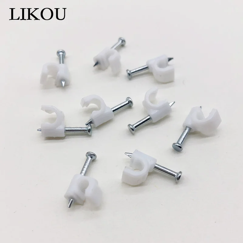 

4MM 6mm 8mm 10mm Round Plastic Cable Clips/ cable nail/ wire clips 100PCS/bag