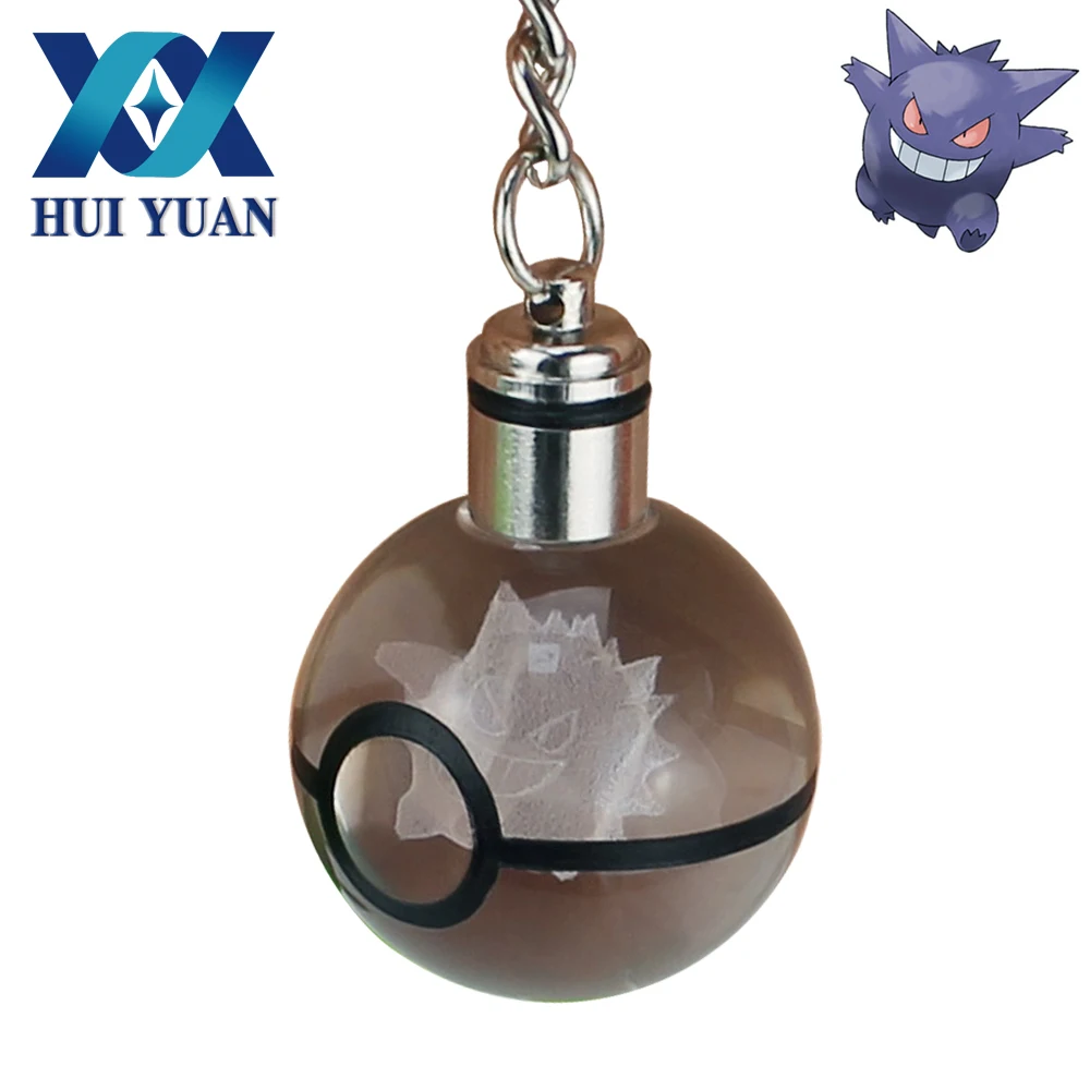 Gengar Novelty Mini Portable Engraving Round 3D Crystal Glass Ball LED