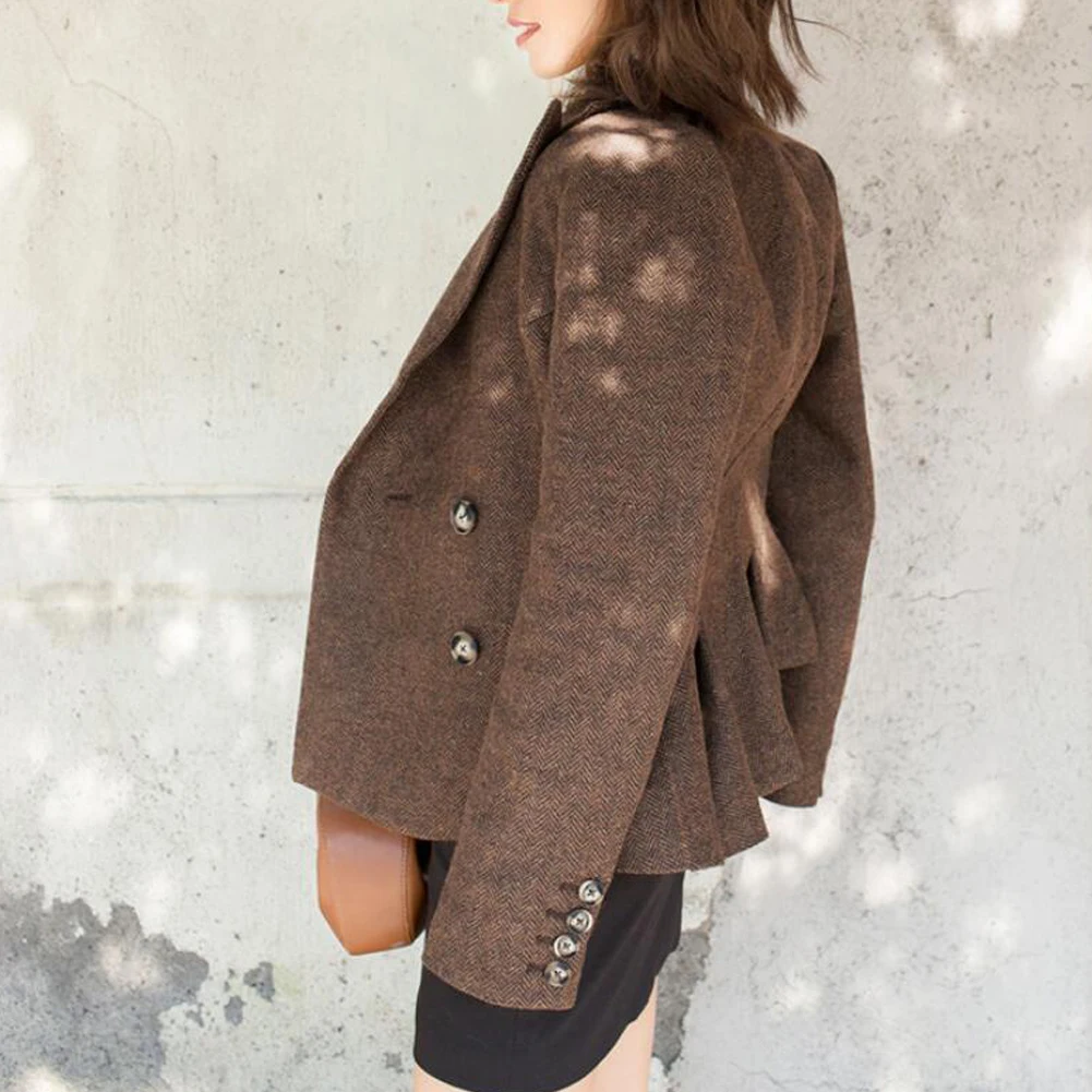 KoHuiJoo Autumn Winter Short Wool Coat Women Slim Belted Fashion Office Ladies Elegant Cashmere Blazer Coats Jacket Female