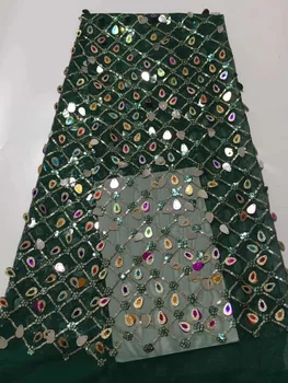 

Gold Pink African Lace Fabric 3D Flower Sequins 2019 French Tulle Lace Fabric Appliqued Nigerian Net Lace For Wedding Dress