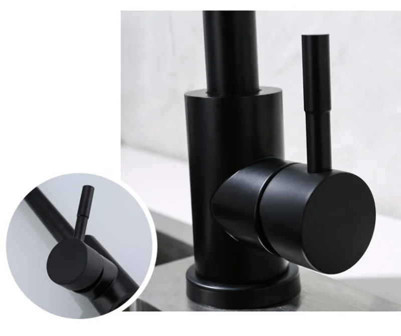 High Quality Stainless Steel Black Painted Steel Kitchen Hot and Cold Faucet Sink Faucet Stainless Steel Simple Style High Quality Stainless Steel Black Painted Steel Kitchen Hot and Cold Faucet Sink Faucet Stainless Steel Simple Style