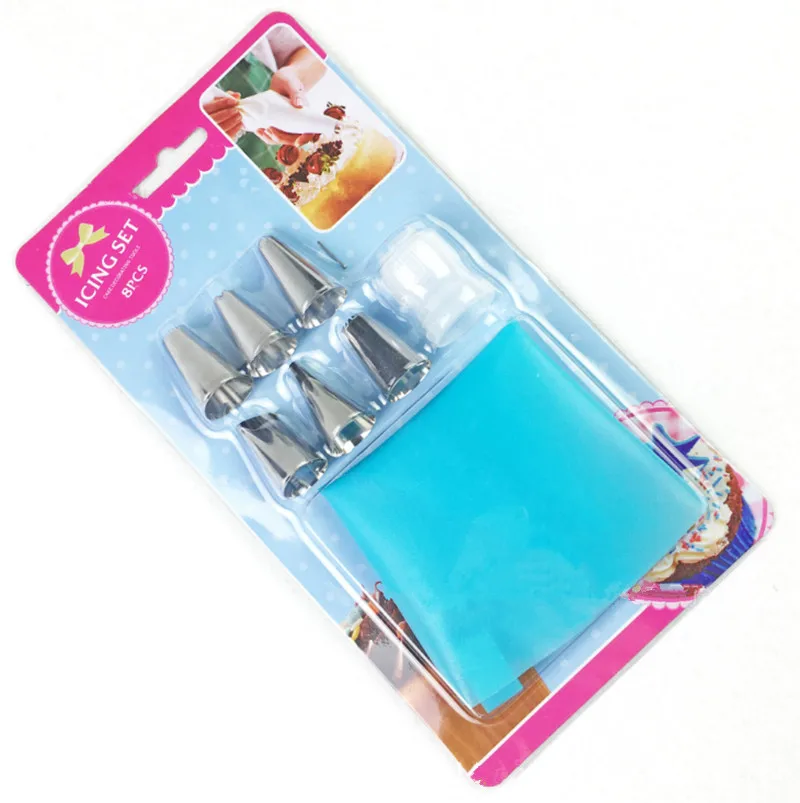 Cake Decorating Supplies BakingTools,6 stainless steel converter mouth and silica gel pastry bag