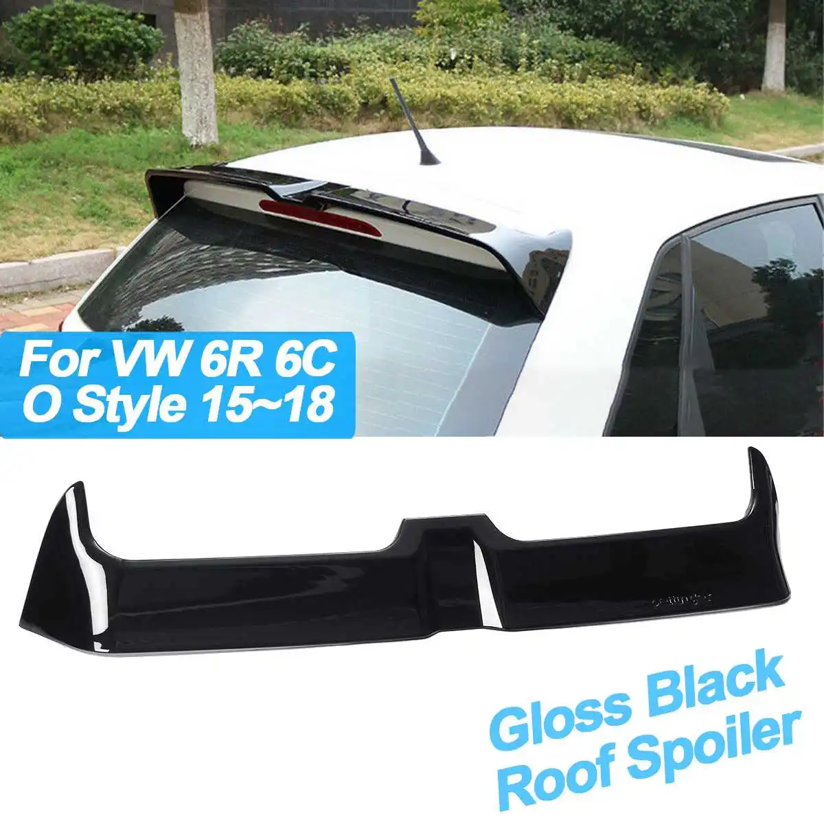

ABS Gloss Black Rear Trunk Roof Spoiler Wing for Volkswagen 6R 6C O Style 2015-2018 Window Tail Wings Black