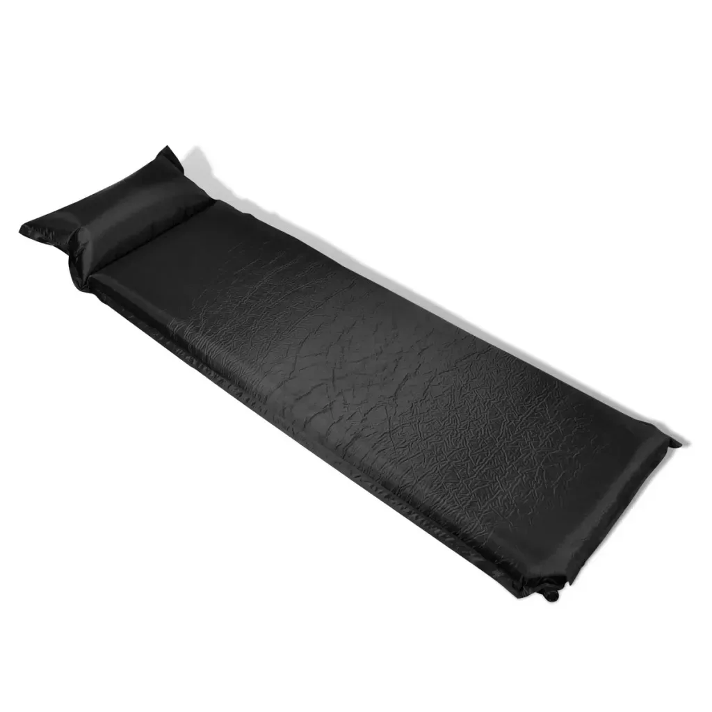 

VidaXL Portable Self-Inflating Air Mattress 100% Polyester Non-Slip Inflatable Mattress Weather Proof 10 X 66 X 200 CM Black