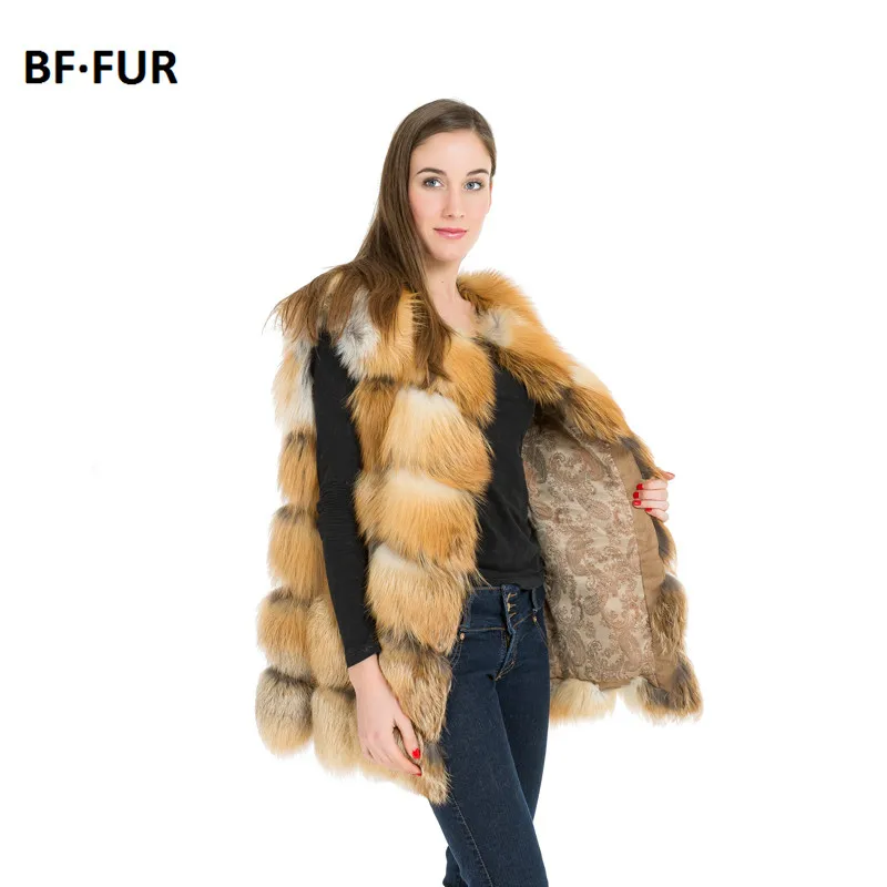 BFFUR 70cm 100% Real Fox Fur Vest Red Fox Fur Coat 2017 Fashion Lady Women's Real Fur And Leather Winter Overcoat BF-V0061 BFFUR 70cm 100% Real Fox Fur Vest Red Fox Fur Coat 2017 Fashion Lady Women's Real Fur And Leather Winter Overcoat BF-V0061