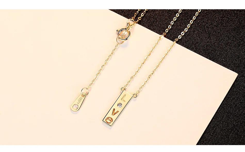 Настоящее 14 k золотое ожерелье романтическая буква "любовь" ожерелье для женщин простое ожерелье модные украшения