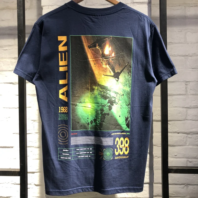 

19ss alien exploration station Tee T Shirt Men Women 1:1 High Quality Alien Printing T-shirts Top Tees