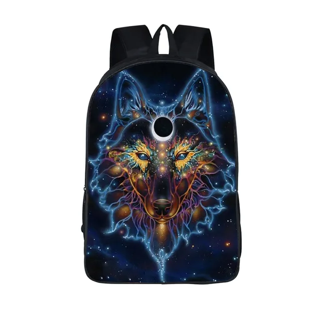 Wolf Husky Printing Backpack Men Women Street Rock Backpack Pug Backpacks For Teenager Girls