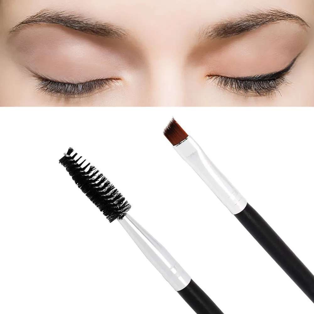 

1 pc Portable Cosmetic Double Head Wooden Handle Facial Eye Makeup Brushes Cosmetic Eyebrow Brush Tool With Brush Comb